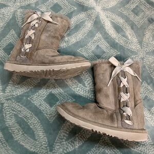 Girls UGG gray suede winter boots